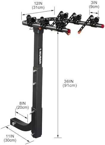 IKURAM R 3 Bike Hitch Mount Foldable Bicycle Carrier, Fits 2" Receiver - Image 2
