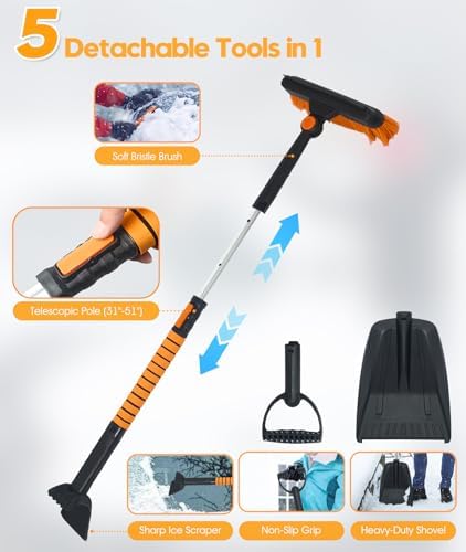 5-in-1 Extendable Car Snow Brush & Ice Scraper - Image 6