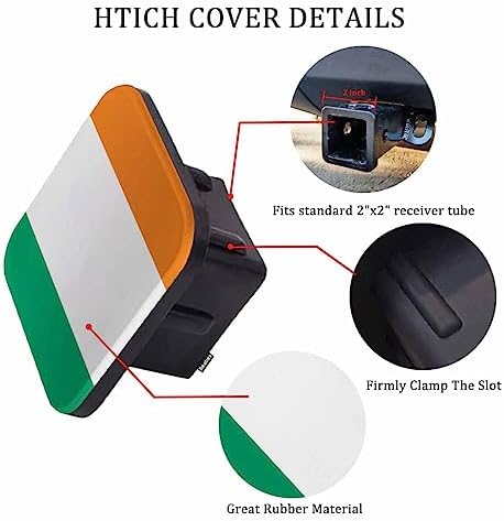 Ireland Flag Trailer Hitch Tube Cover Plug Cap, Irish National Flag Lightweight - Image 3