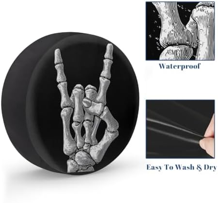 Skull Goth Art Black Spare Tire Cover Waterproof Dust-Proof Spare Wheel Covers - Image 4
