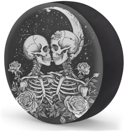 Rv Spare Tire Cover Wheel Halloween Skull Rose Skeletal Tire Covers Wheel - Image 2