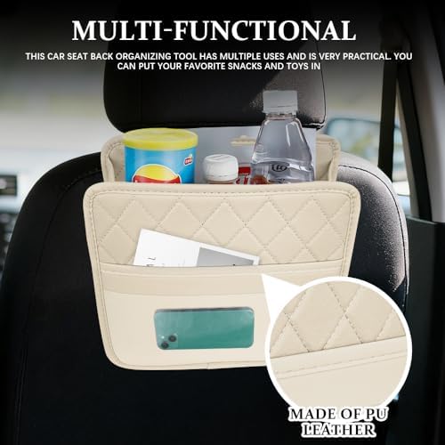 Car Seat Back Organizer, Leather Backseat Hanging Storage Bag, Car Large - Image 6