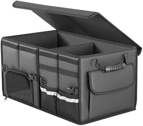 Trunk Organizer Car Organizer Leather Storage Box 2-grid Foldable by Arcoche