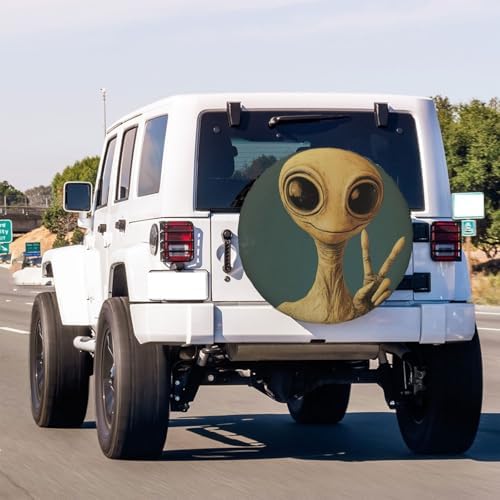 KiuLoam Martian Alien Peace Sign Retro Spare Tire Cover Polyester Universal - Image 3