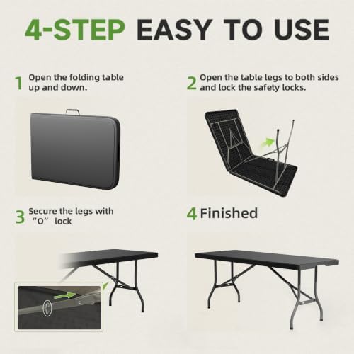 Heavy Duty Folding Table, Sturdy Portable Foldable Table - Image 7