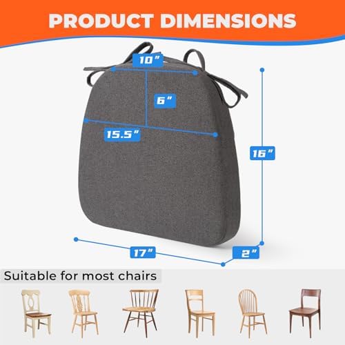 Sunsleek Chair Cushions for Dining Chairs D-Shaped Seat Cushions Chair Pads - Image 2