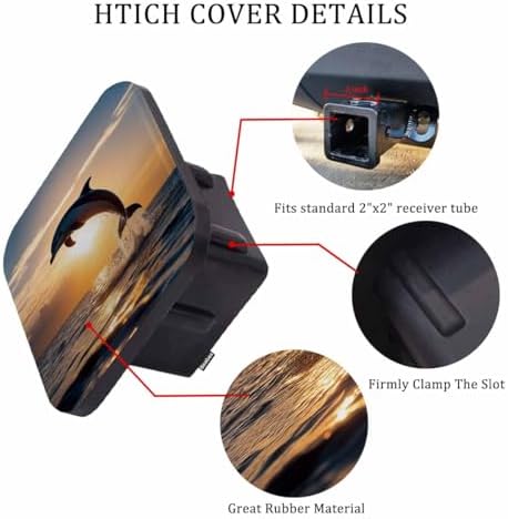 Auto Hitch Cover for Trucks Dolphin, Ocean Sea Dolphin Jumping Sunset Sturdy - Image 3