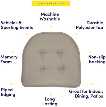 Sweet Home Collection Chair Cushion Memory Foam Pads Tufted Slip Non Skid - Image 5