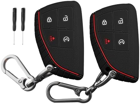 QBUC 2 Pcs for Chevy Key Fob Cover, 4 Buttons Silicone by QBUC