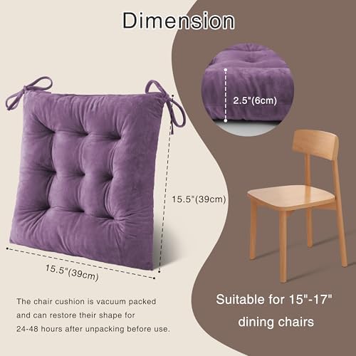 OVOV 4 Pack Chair Cushions for Dining Chairs 15.5"x15.5" Purple - Image 2