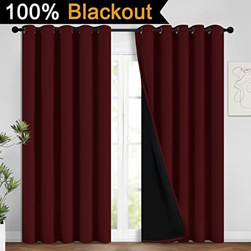 Yakamok Burgundy Red Blackout Curtains 96 Inches Long - Image 2
