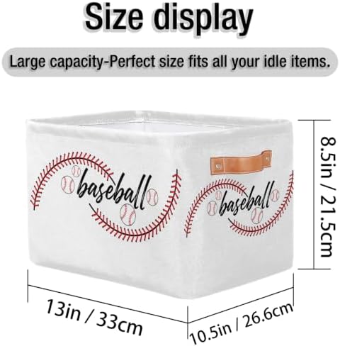 AUUXVA Storage Basket Baseball Stitches Storage Cube Box Sport Baseball Basket - Image 4
