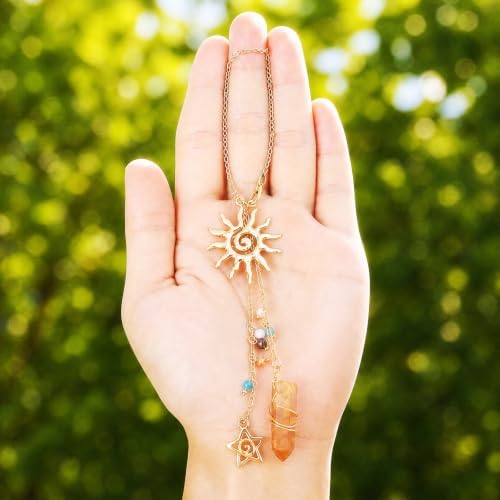 Crystal Tassel Hanging Car Charm Spiral Sun Healing Stones - Image 5