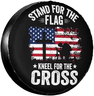 Spare Tire Cover American Flag Cross Wheel Covers 17 Inch No Camera Hole by AUMLDOYS