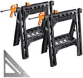 WORX Clamping Sawhorses, 7 Inch Metal Triangle Ruler Included by WORX