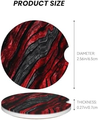 Black Red Wood Grain Absorbent Car Coasters - Image 7