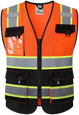 JKSafety Safety Vest for Men Women Hi Vis Reflective Vest JK220 OBlack S by JKSafety