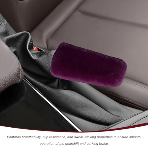2PCS Fluffy Car Gear Shift Knob & Handbrake Cover, Comfortable Plush Shifter - Image 3
