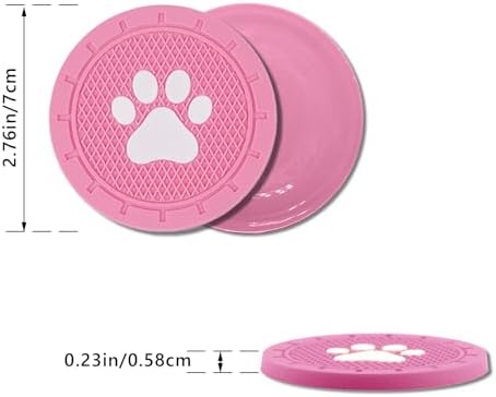 4 Pack Car Cup Holder Coasters, Dog Paw Insert Car Cup Coaster, 2.75 Inch Anti - Image 2