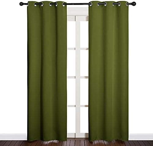 NICETOWN Window Curtain Panels, 1 Pair, 34 by 84-inch, Olive Green - Image 2