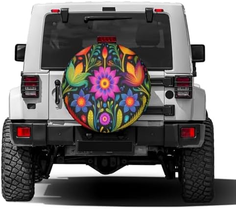 Delerain Mexican Boho Ornament Flower Spare Tire Cover Wheel Protectors Sun - Image 2