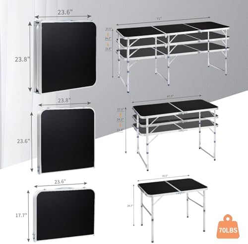 3.0 Ft Folding Portable Camping Table Black - Image 4