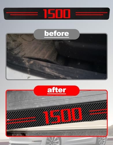 Door Sill Protectors for RAM 1500 & Silverado 1500, Carbon Fiber Leather - Image 3