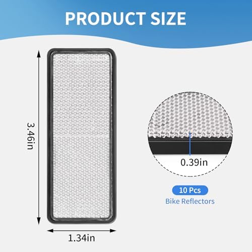 10 Pack White Reflectors Self-Adhesive Rectangular, Quick Mount - Image 3