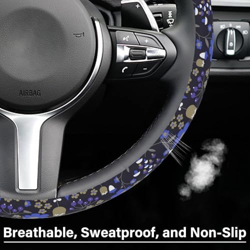 Magic Forest Steering Wheel Cover, Cute Purple Floral Steering Wheel Cover - Image 5