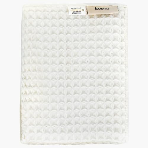 Luxury Organic Japanese Cotton Waffle Bath Towel | Thick, Quick Dry Bathroom by KOSMU