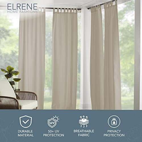 Matine Solid Tab Top Indoor/Outdoor Window Curtain, Taupe - Image 3
