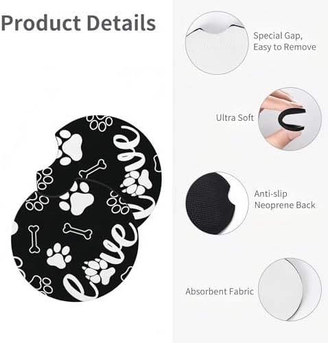 Dog Paw Print Steering Wheel Cover pet 15 Inch +2 Car Coasters - Image 5