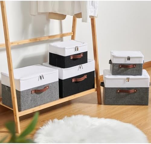 Storage Bins with Zipper Lids Decorative Lidded Baskets Boxes - Image 4