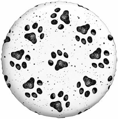Dog Paw Prints Texture Spare Tire Cover Composed Black and White Wheel Covers - Image 2