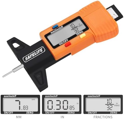 SAFELIFE Digital Tire Tread Depth Gauge, 3 Modes-Fractional Inch, Decimal Inch - Image 2