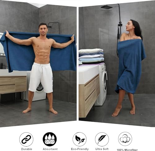 8-Piece Navy Bath Towel Set, 2 Extra Large Bath Towel Sheets, 2 Hand Towels and - Image 4
