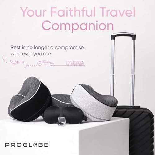 Proglobe Travel Pillow, 100% Pure Memory Foam Airplane Neck Pillow - Image 7