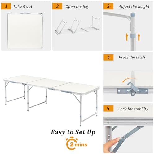 6.0 Ft Folding Portable Camping Table - Image 6