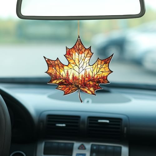 Stained Glass Acrylic Maple Leaf Ornament – Autumn & Christmas Tree Decoration - Image 3