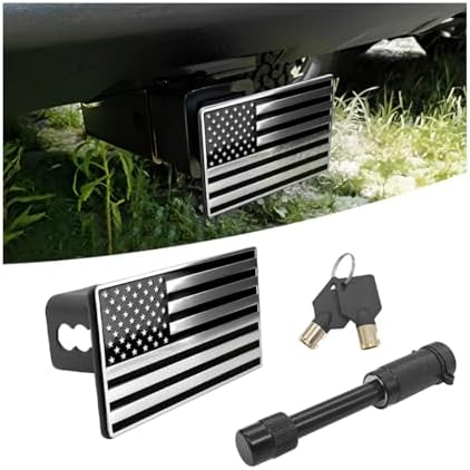AUCELI American Flag Metal Car Trailer Hitch Cover, Heavy Auto Tow Plug by AUCELI