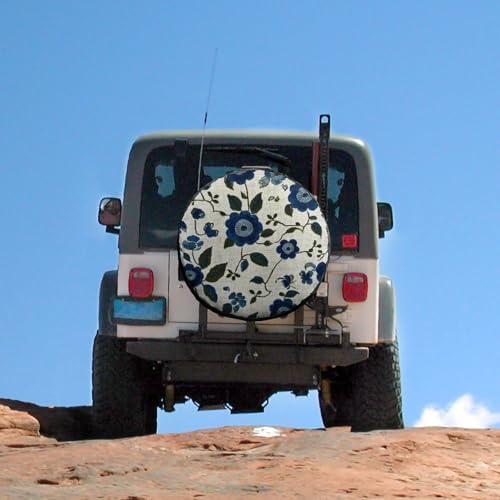 Camper Spare Tire Cover 14inch Blue and Green Flowers Protectors Weatherproof - Image 5