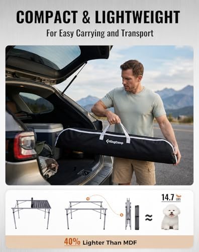 KingCamp 265lbs Adjustable Camping Table Foldable, Aluminum Camp Table - Image 5