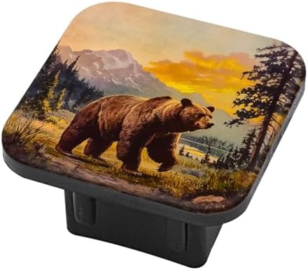 Hitch Cover Fits for 2-Inch Hitch, Huge Brown Bear in The Forest Rubber Trailer - Image 2