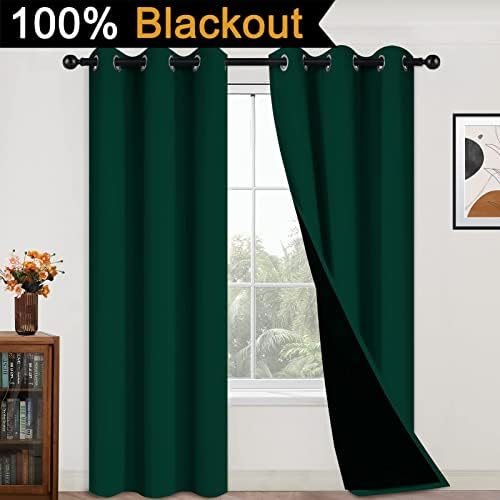 Yakamok Dark Green 100% Blackout Curtains 84 Inches Long 42" Wide 2 Panels - Image 2