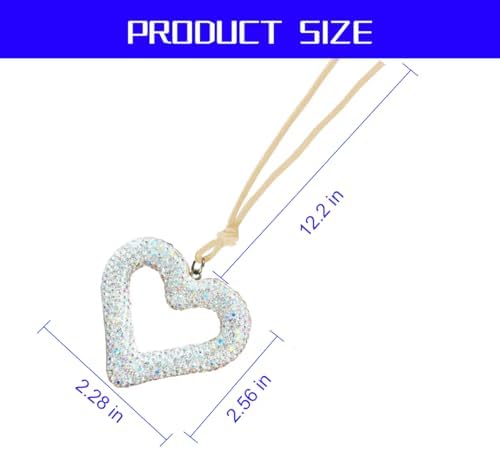 Mandark Crystal Rhinestone Heart Rearview Mirror Pendant, AB Color - Image 2