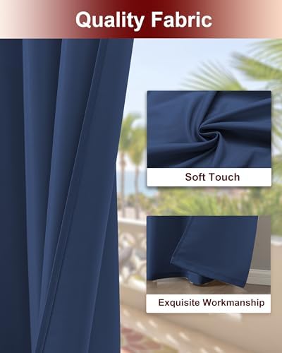 Grommet Outdoor Curtains for Patio Waterproof 8 Pcs 54x84 In Navy - Image 4