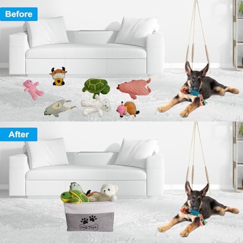 Dog Toy Basket Collapsible Dog Toy Box Foldable Dog Toy Bin - Image 2
