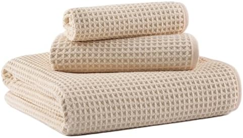 MICROFI New Microfiber Waffle Bath Towels, 3 Pieces, Fast Drying, Lint Free by Unknown