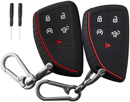 QBUC 2 Pcs Key Fob Cover for Chevy, 5 Buttons Silicone by QBUC