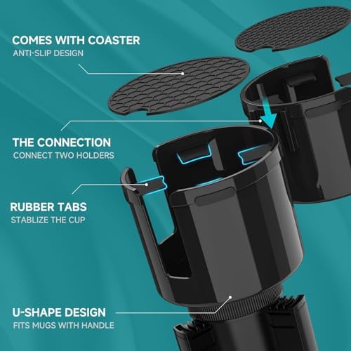 TYKOR Car Cup Holder Expander, 2 in 1 Adapter - Image 2
